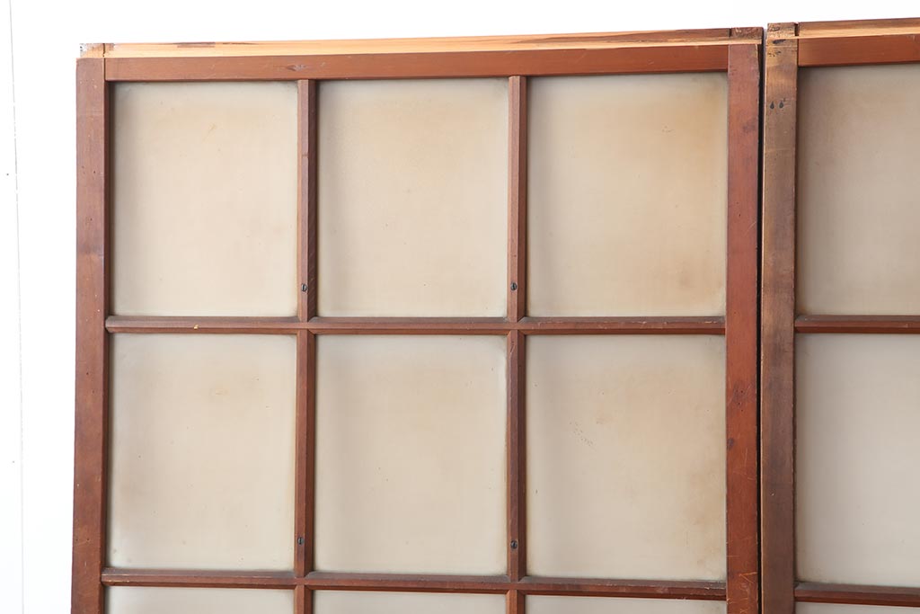 アンティーク建具　和レトロ　味わいとシンプルさが魅力のガラス戸2枚セット(引き戸、建具)(R-043846)