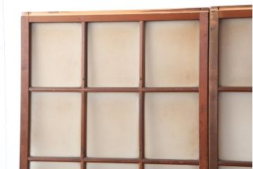 アンティーク建具　和レトロ　味わいとシンプルさが魅力のガラス戸2枚セット(引き戸、建具)(R-043846)