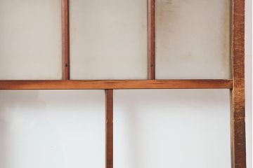 アンティーク建具　和レトロ　味わいとシンプルさが魅力のガラス戸2枚セット(引き戸、建具)(R-043846)