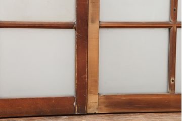 アンティーク建具　和レトロ　味わいとシンプルさが魅力のガラス戸2枚セット(引き戸、建具)(R-043846)