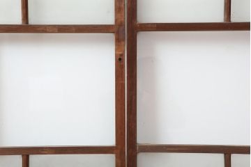 アンティーク建具　和レトロ　味わいとシンプルさが魅力のガラス戸2枚セット(引き戸、建具)(R-043847)