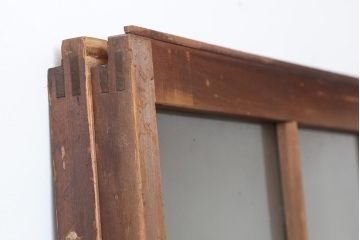 アンティーク建具　和レトロ　味わいとシンプルさが魅力のガラス戸2枚セット(引き戸、建具)(R-043847)
