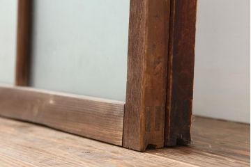 アンティーク建具　和レトロ　味わいとシンプルさが魅力のガラス戸2枚セット(引き戸、建具)(R-043847)