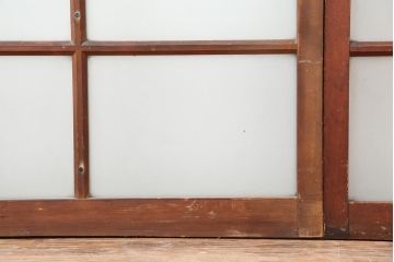 アンティーク建具　和レトロ　味わいとシンプルさが魅力のガラス戸2枚セット(引き戸、建具)(R-043847)