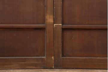 アンティーク建具　大正期　ヒノキ材　暖かみのある木肌が味わい深い板戸2枚セット(建具、引き戸、舞良戸)(R-043848)