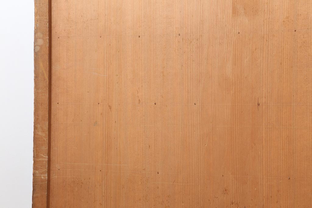 アンティーク建具　大正期　ヒノキ材　暖かみのある木肌が味わい深い板戸2枚セット(建具、引き戸、舞良戸)(R-043848)