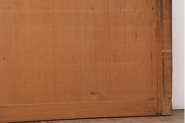 アンティーク建具　大正期　ヒノキ材　暖かみのある木肌が味わい深い板戸2枚セット(建具、引き戸、舞良戸)(R-043848)
