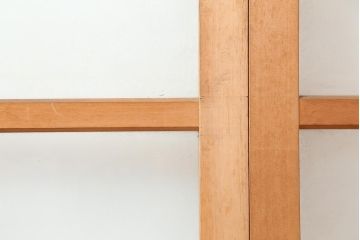 レトロ建具　昭和レトロ　昭和後期　ヒノキ材　素朴な風合いが魅力のガラス戸2枚セット(引き戸、玄関戸)(R-043849)