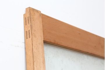 レトロ建具　昭和レトロ　昭和後期　ヒノキ材　素朴な風合いが魅力のガラス戸1枚(引き戸、玄関戸)(R-043850)