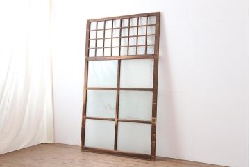 アンティーク建具　昭和中期　すりガラス入りの大振りなガラス戸1枚(建具、引き戸)(R-043851)