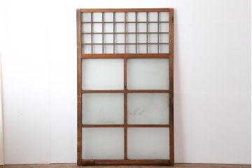 アンティーク建具　昭和中期　すりガラス入りの大振りなガラス戸1枚(建具、引き戸)(R-043851)