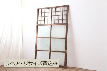 アンティーク建具　昭和中期　すりガラス入りの大振りなガラス戸1枚(建具、引き戸)(R-043851)