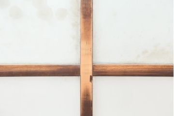 アンティーク建具　昭和中期　すりガラス入りの大振りなガラス戸1枚(建具、引き戸)(R-043851)