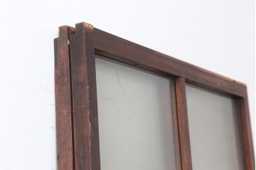 アンティーク建具　昭和初期　木味が魅力のレトロなガラス戸2枚セット(建具、引き戸)(R-043852)