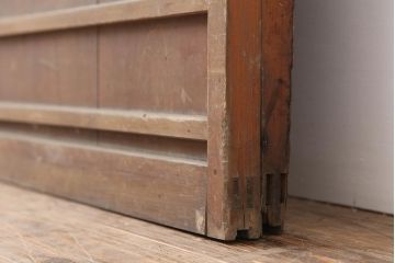 アンティーク建具　昭和初期　木味が魅力のレトロなガラス戸2枚セット(建具、引き戸)(R-043852)