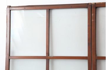 アンティーク建具　昭和初期　木味が魅力のレトロなガラス戸2枚セット(建具、引き戸)(R-043852)