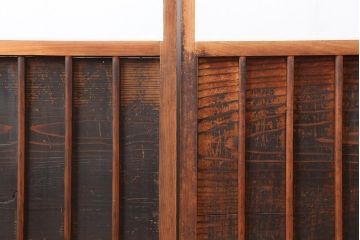 アンティーク建具　明治大正期　腰板の縦桟が趣のある障子戸2枚セット(腰付障子、腰高障子、建具、引き戸)(R-043862)