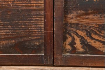 アンティーク建具　明治大正期　腰板の縦桟が趣のある障子戸2枚セット(腰付障子、腰高障子、建具、引き戸)(R-043862)