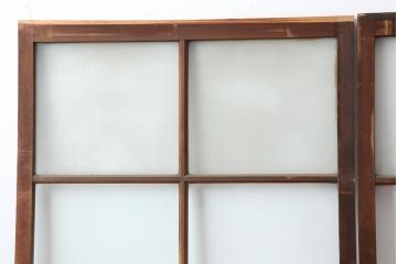 アンティーク建具　昭和中期　すりガラス入り　レトロな雰囲気たっぷりのガラス戸2枚セット(建具、引き戸)(R-043863)