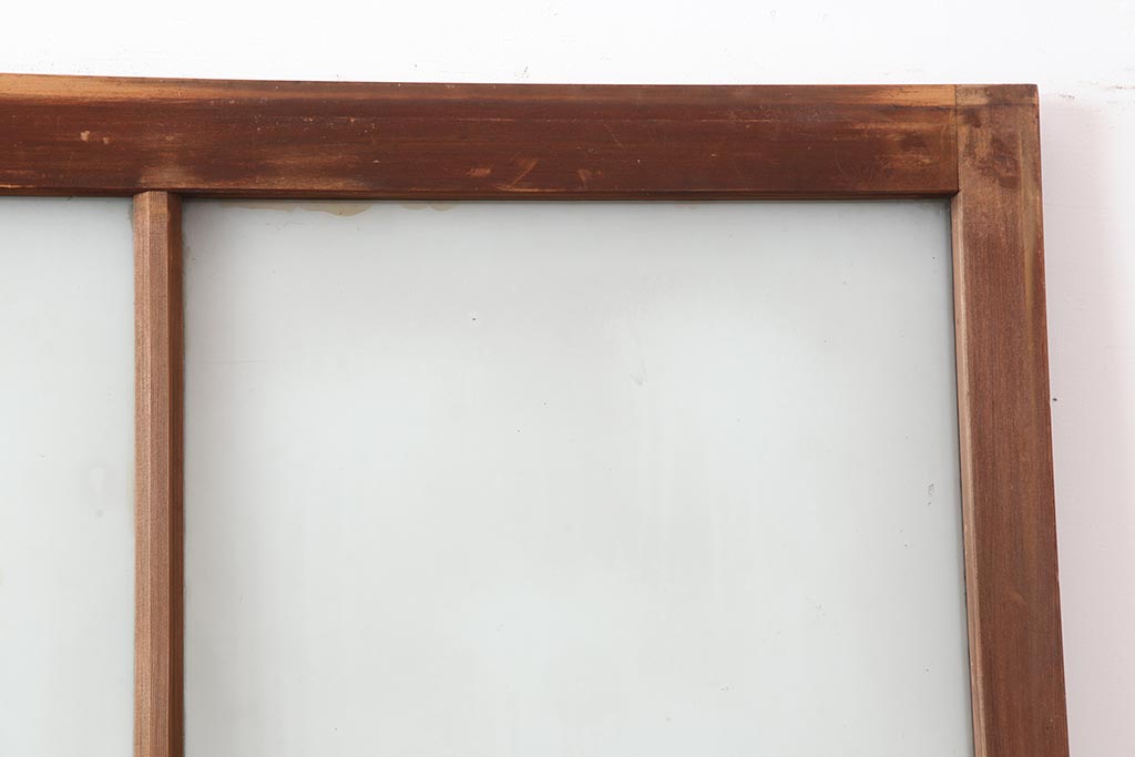 アンティーク建具　昭和中期　すりガラス入り　レトロな雰囲気たっぷりのガラス戸2枚セット(建具、引き戸)(R-043863)