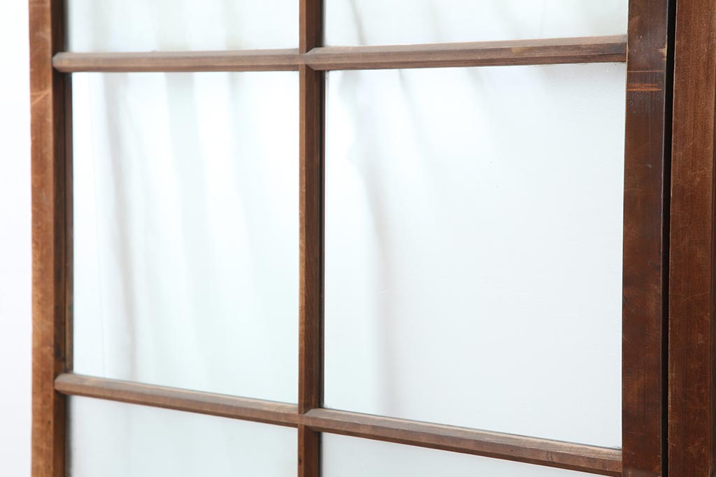 アンティーク建具　昭和中期　すりガラス入り　レトロな雰囲気たっぷりのガラス戸2枚セット(建具、引き戸)(R-043863)