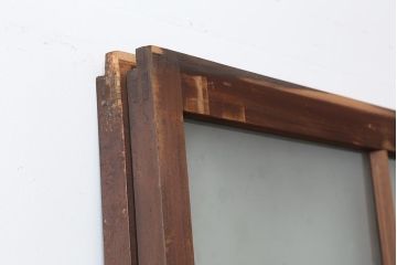 アンティーク建具　昭和中期　すりガラス入り　レトロな雰囲気たっぷりのガラス戸2枚セット(建具、引き戸)(R-043863)