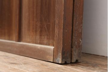 アンティーク建具　昭和中期　すりガラス入り　レトロな雰囲気たっぷりのガラス戸2枚セット(建具、引き戸)(R-043863)