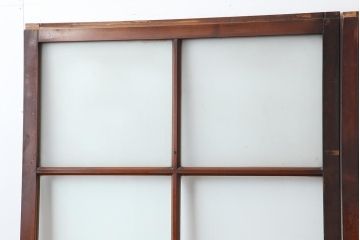 アンティーク建具　昭和中期　すりガラス入り　レトロな雰囲気たっぷりのガラス戸2枚セット(建具、引き戸)(R-043863)