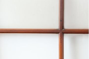 アンティーク建具　昭和中期　すりガラス入り　レトロな雰囲気たっぷりのガラス戸2枚セット(建具、引き戸)(R-043863)