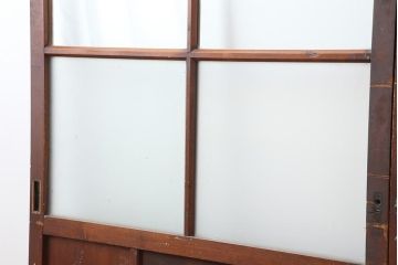 アンティーク建具　昭和中期　すりガラス入り　レトロな雰囲気たっぷりのガラス戸2枚セット(建具、引き戸)(R-043863)