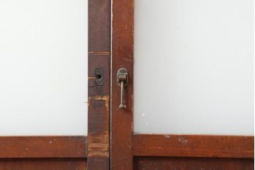 アンティーク建具　昭和中期　すりガラス入り　レトロな雰囲気たっぷりのガラス戸2枚セット(建具、引き戸)(R-043863)