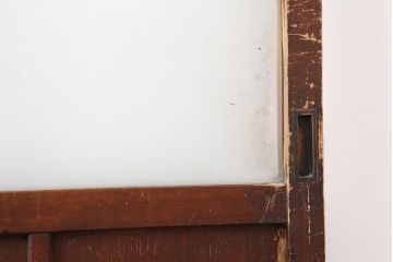 アンティーク建具　昭和中期　すりガラス入り　レトロな雰囲気たっぷりのガラス戸2枚セット(建具、引き戸)(R-043863)