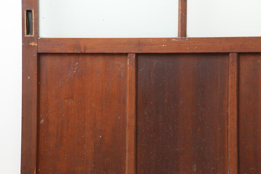 アンティーク建具　昭和中期　すりガラス入り　レトロな雰囲気たっぷりのガラス戸2枚セット(建具、引き戸)(R-043863)