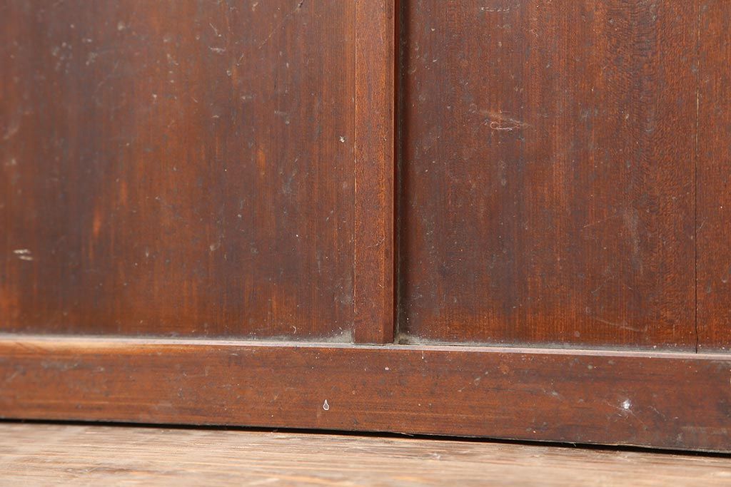 アンティーク建具　昭和中期　すりガラス入り　レトロな雰囲気たっぷりのガラス戸2枚セット(建具、引き戸)(R-043863)