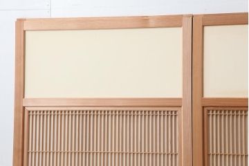 中古　昭和後期　桐紋　明るい和の空間を演出する組子障子戸4枚セット(引き戸、建具)(R-043864)