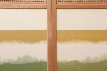 中古　昭和後期　桐紋　明るい和の空間を演出する組子障子戸4枚セット(引き戸、建具)(R-043864)