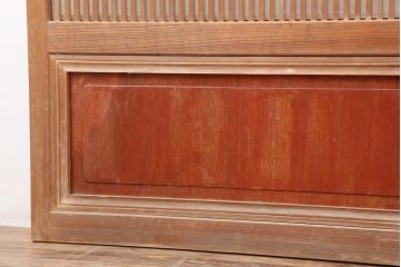 アンティーク建具　昭和中期　腰板ケヤキ材　裏障子付きの格子戸2枚セット(建具、ガラス帯戸、引き戸)(R-043865)