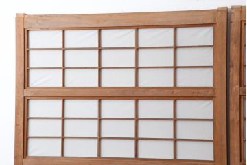 アンティーク建具　昭和中期　腰板ケヤキ材　裏障子付きの格子戸2枚セット(建具、ガラス帯戸、引き戸)(R-043865)
