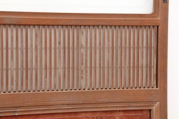 アンティーク建具　昭和中期　腰板ケヤキ材　裏障子付きの格子戸4枚セット(建具、ガラス帯戸、引き戸)(R-043866)