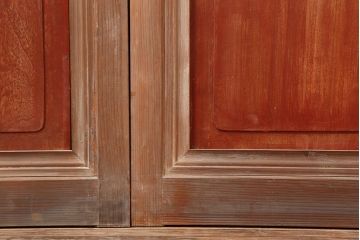 アンティーク建具　昭和中期　腰板ケヤキ材　裏障子付きの格子戸4枚セット(建具、ガラス帯戸、引き戸)(R-043866)