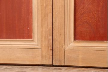 アンティーク建具　昭和中期　腰板ケヤキ材　裏障子付きの格子戸4枚セット(建具、ガラス帯戸、引き戸)(R-043866)