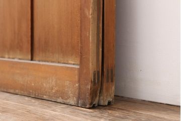 アンティーク建具　昭和初期　レトロスタイルにおすすめのガラス障子戸2枚セット(腰付障子、腰高障子、建具、引き戸)(R-043867)