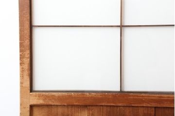 アンティーク建具　昭和初期　レトロスタイルにおすすめのガラス障子戸2枚セット(腰付障子、腰高障子、建具、引き戸)(R-043867)