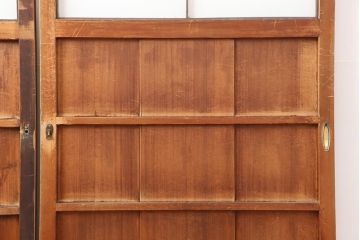 アンティーク建具　昭和初期　レトロスタイルにおすすめのガラス障子戸2枚セット(腰付障子、腰高障子、建具、引き戸)(R-043867)