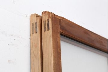 アンティーク建具　昭和初期　レトロスタイルにおすすめのガラス障子戸2枚セット(腰付障子、腰高障子、建具、引き戸)(R-043867)