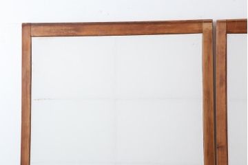アンティーク建具　昭和初期　レトロスタイルにおすすめのガラス障子戸2枚セット(腰付障子、腰高障子、建具、引き戸)(R-043867)