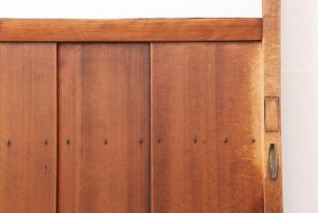 アンティーク建具　昭和初期　レトロスタイルにおすすめのガラス障子戸2枚セット(腰付障子、腰高障子、建具、引き戸)(R-043867)