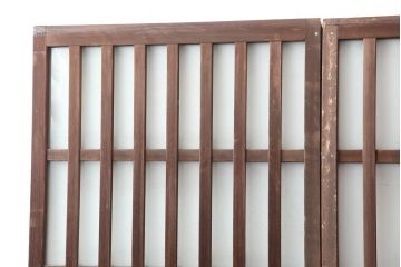 アンティーク建具　昭和中期　すりガラス入りのガラス格子戸2枚セット(建具、引き戸)(R-043869)
