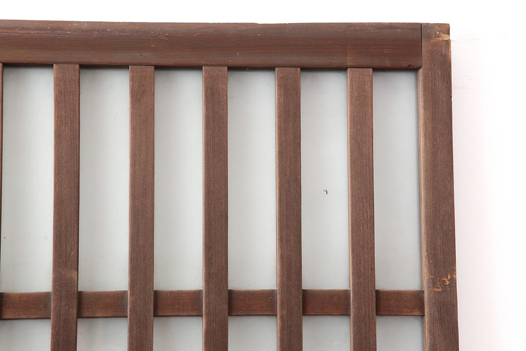 アンティーク建具　昭和中期　すりガラス入りのガラス格子戸2枚セット(建具、引き戸)(R-043869)