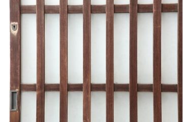 アンティーク建具　昭和中期　すりガラス入りのガラス格子戸2枚セット(建具、引き戸)(R-043869)